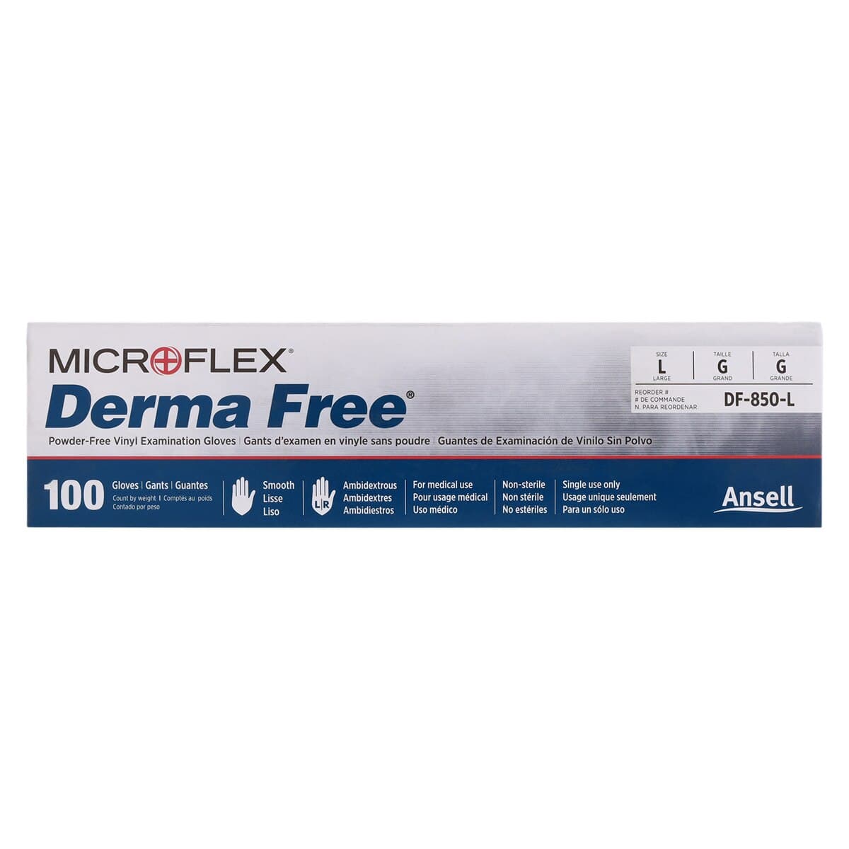 Microflex Derma Free PF Vinyl Exam Gloves, Large, Clear, Non-Sterile, 100/Box thumbnail 5
