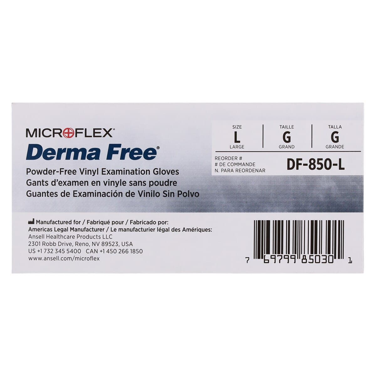 Microflex Derma Free PF Vinyl Exam Gloves, Large, Clear, Non-Sterile, 100/Box thumbnail 6