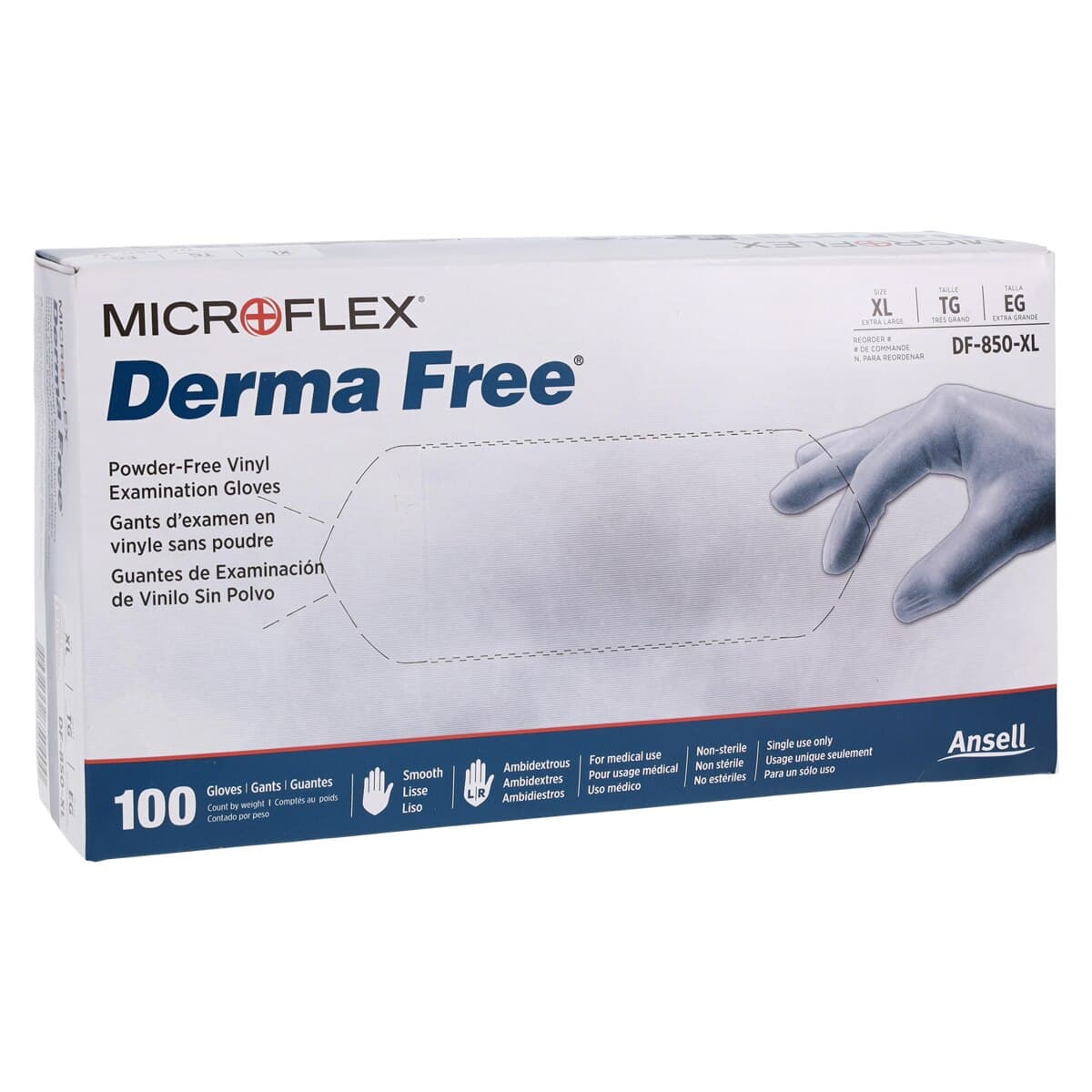 MICROFLEX Derma Free PF Vinyl Examination Gloves, Powder Free, Non-Sterile, X-Large, Clear, 100/Box thumbnail 4