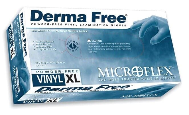 MICROFLEX Derma Free PF Vinyl Examination Gloves, Powder Free, Non-Sterile, X-Large, Clear, 100/Box thumbnail 2