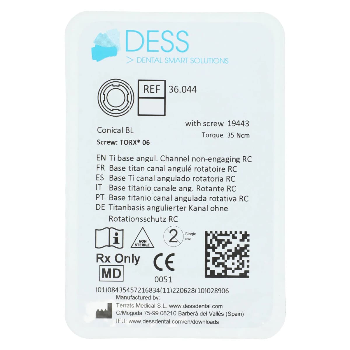 DESS ANGLEBase Titanium Non-Engaging Abutment Base, Straumann Bone Level, 4.1/4.8mm, RC, Each - ANGBase NEng STRBL RC - Image 1
