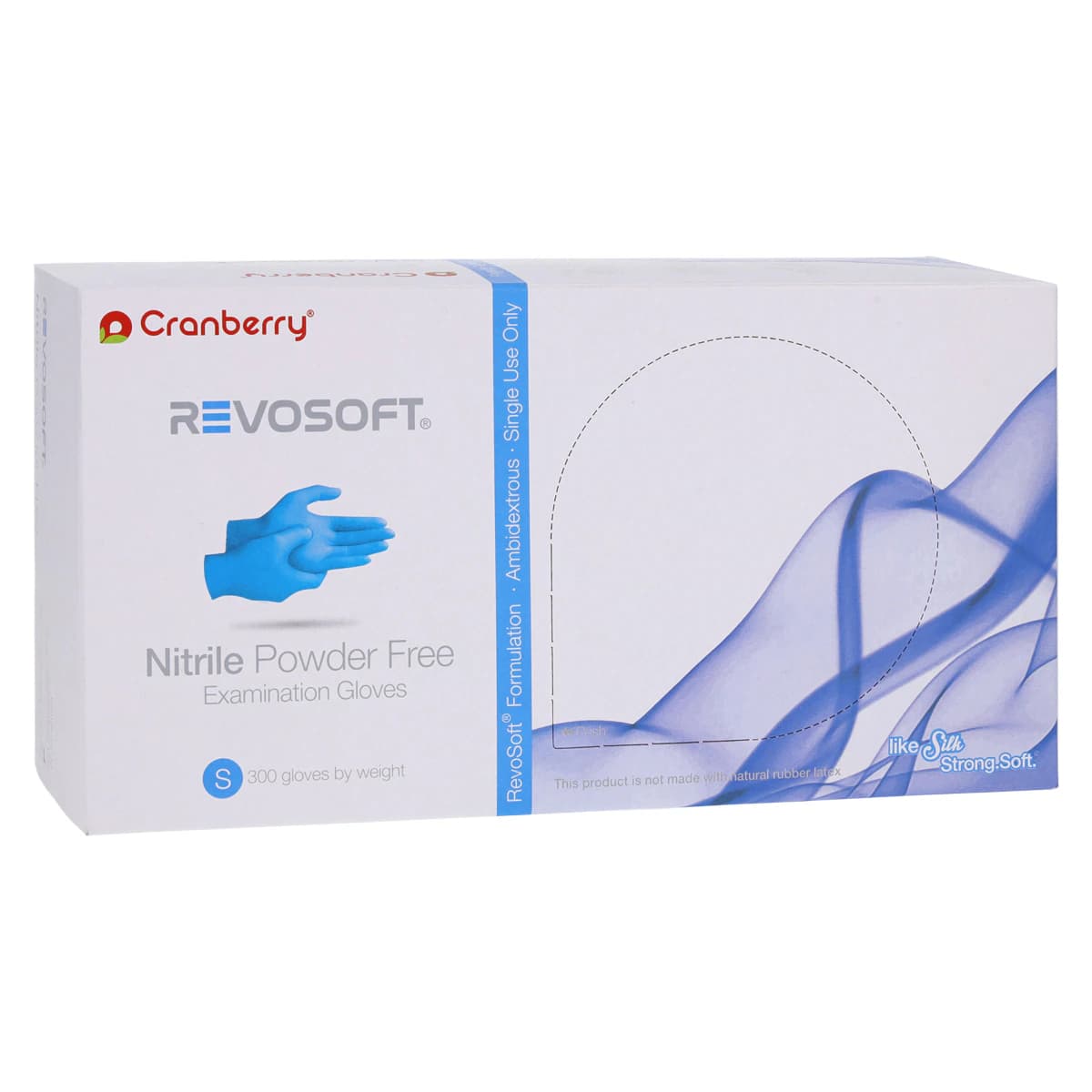 Cranberry RevoSoft Nitrile Exam Gloves, Powder Free, Non-Sterile, Small, Blue, 300/Box, CR3276 thumbnail 3