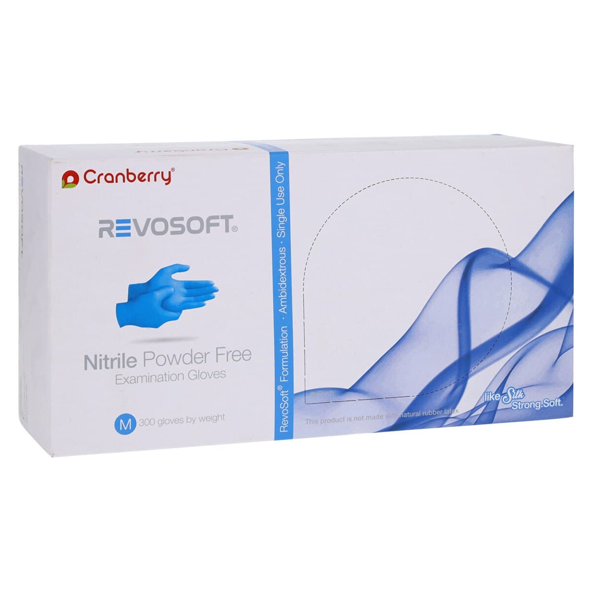 Cranberry RevoSoft Nitrile Exam Gloves, Powder Free, Latex Free, Fingertip Textured, Medium, Blue, 300/Box, CR3277 thumbnail 4