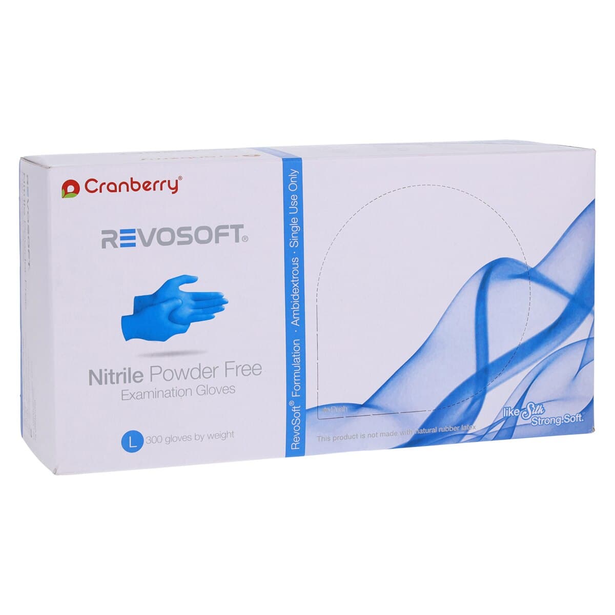 Cranberry RevoSoft Nitrile Exam Gloves, Powder Free, Latex Free, Non-Sterile, Large, Blue, Fingertip Textured, 300/Box, CR3278 thumbnail 4