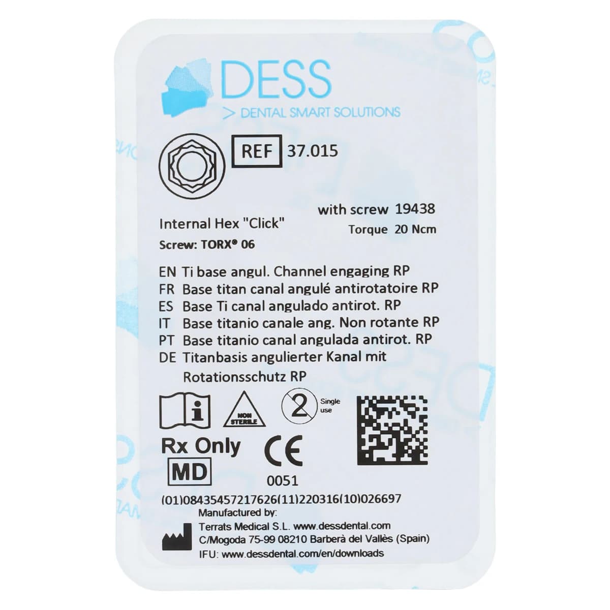 DESS ANGLEBase Engaging Titanium Abutment Base, 4.1mm, 3i Biomet Certain, RP, Each - ANGBase Eng 3i 4.1 RP - Image 1