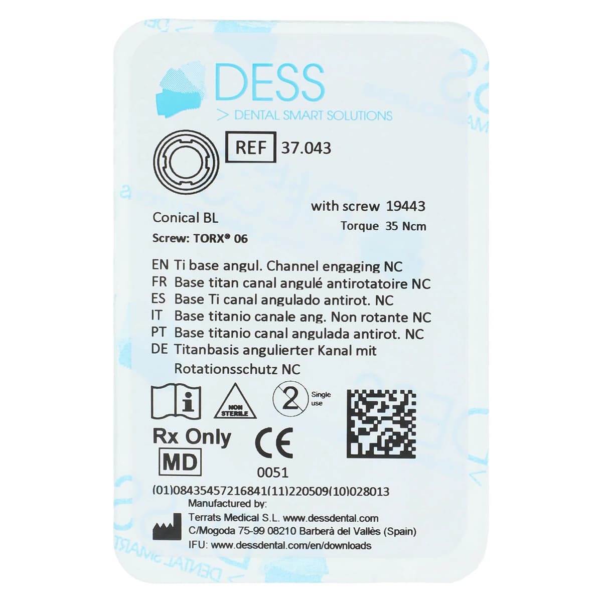 DESS ANGLEBase Engaging Base Titanium, Straumann Bone Level, 3.3mm, Non-Engaging (NC), Each - ANGBase Eng STRBL 3.3 NC - Image 1