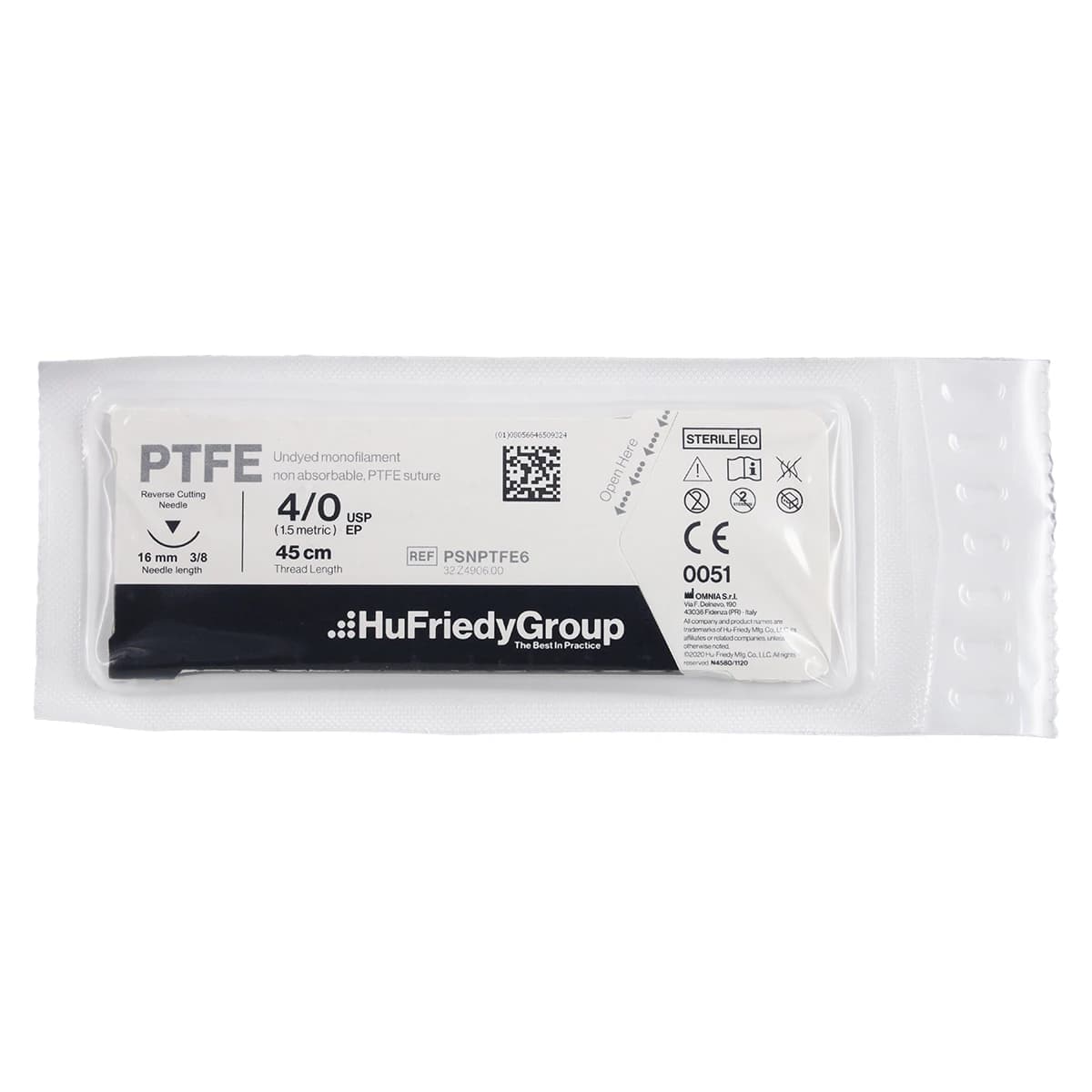 Hu-Friedy Perma Sharp PTFE Monofilament Suture, 4-0, White, 18" (45cm), C-22 Reverse Cutting 3/8 Circle Needle, 12/Box, PSNPTFE6 thumbnail 3