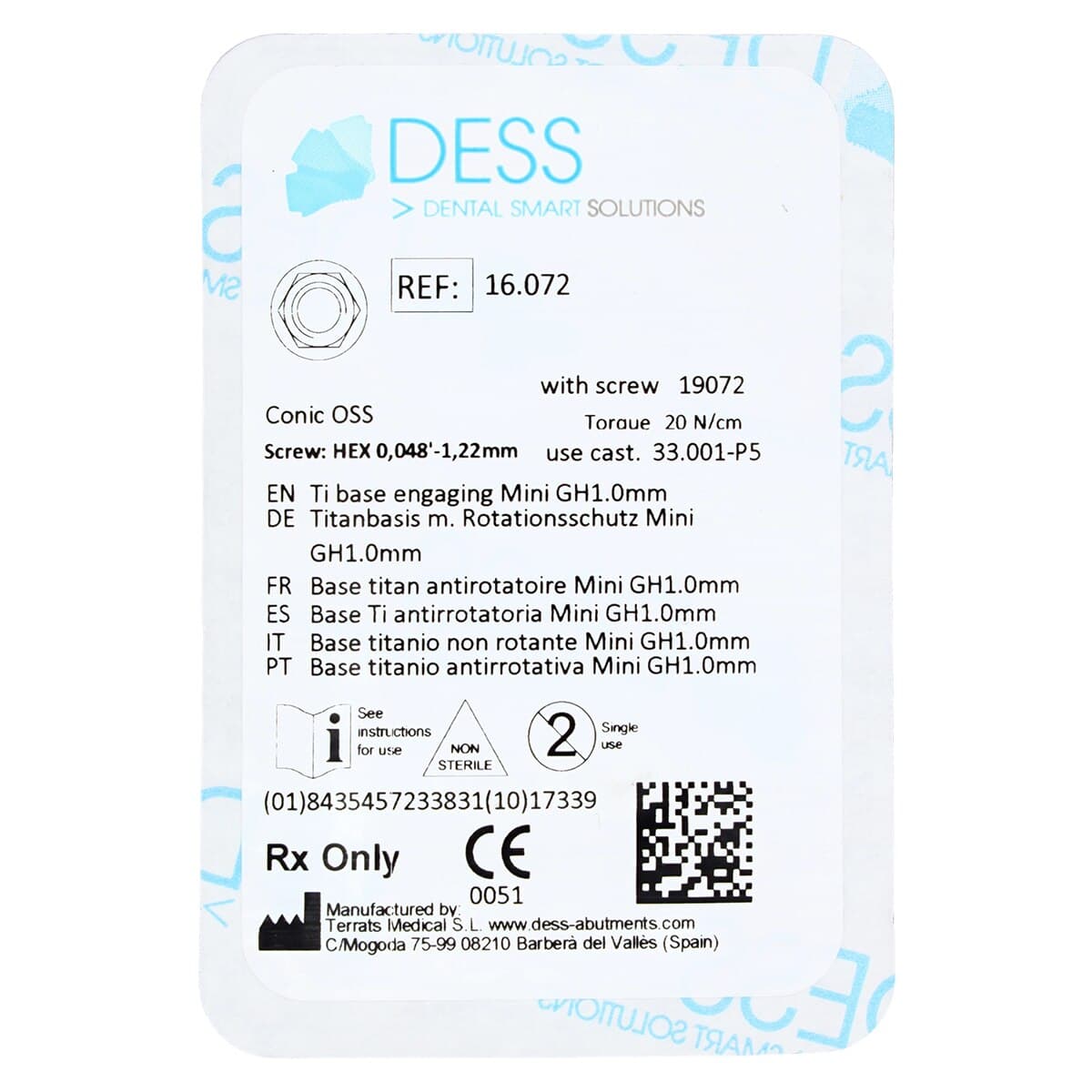 DESS Ti Base Engaging for Osstem TS Mini, GH 1.0mm, Conic, 1 Each thumbnail 2