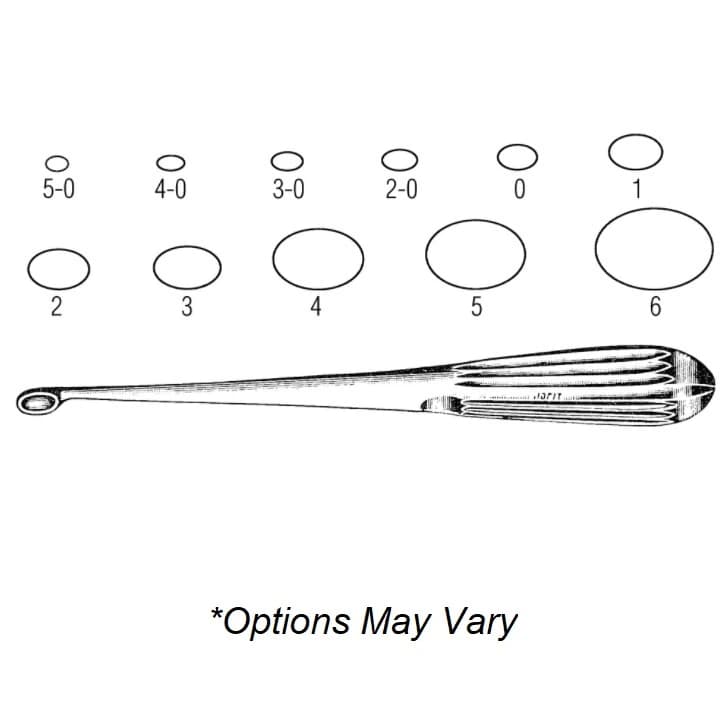 Jarit Bruns Bone Curette, Oval Cup, 9" Straight, Each - Curette Oval Cup 9" Straight - Image 1