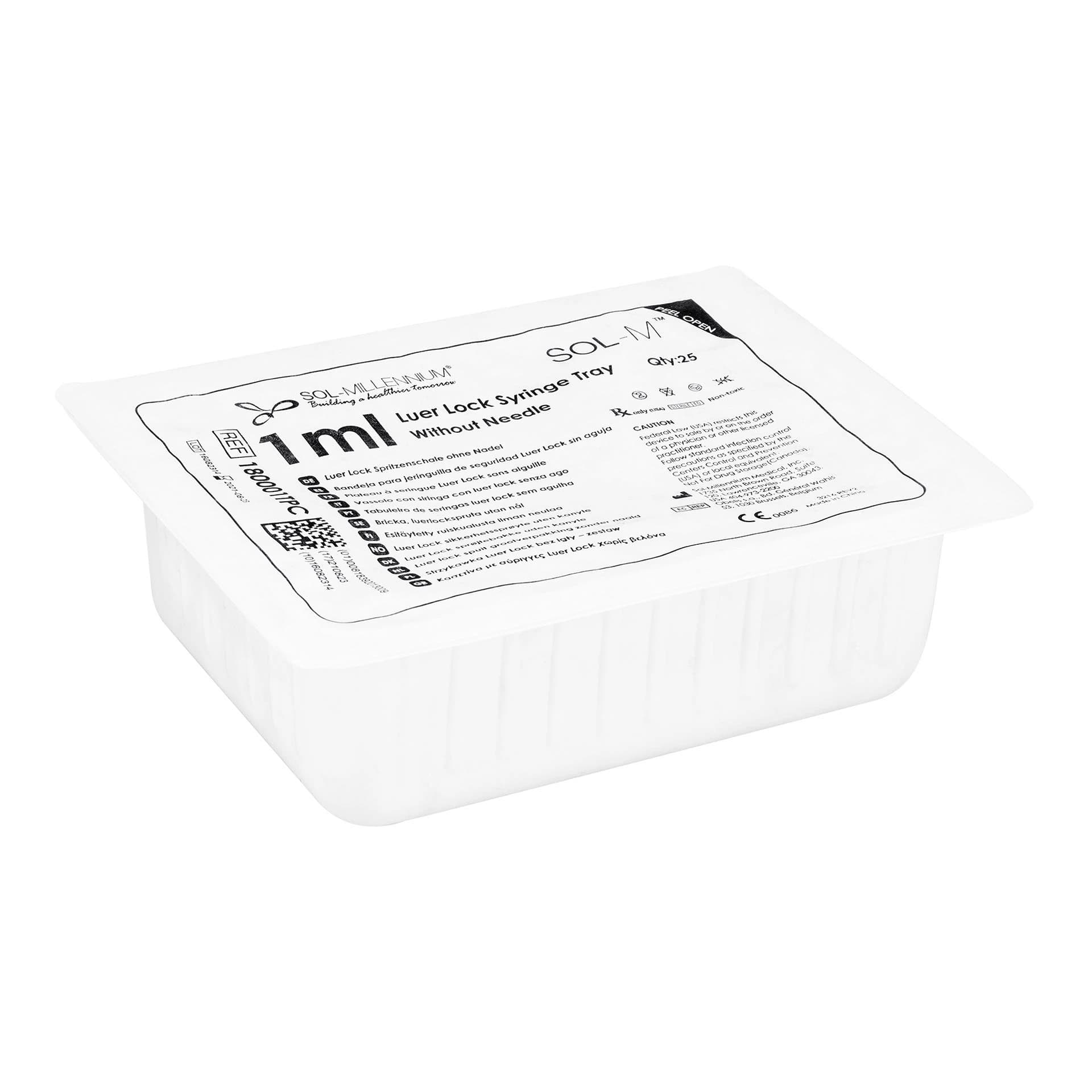 Sol-Millennium Luer Lock Syringe, 1 mL, Low Dead Space, Without Needle, 100/Box - Syringe w/o Needle LL - Image 1