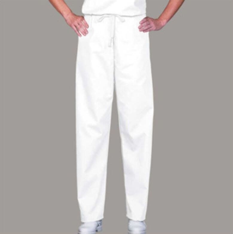 Fashion Seal Unisex Scrub Pant, Drawstring, White, Small, 65% Polyester/35% Cotton, Style 78835 - Scrub Pant Unisex Drawstring - Image 1