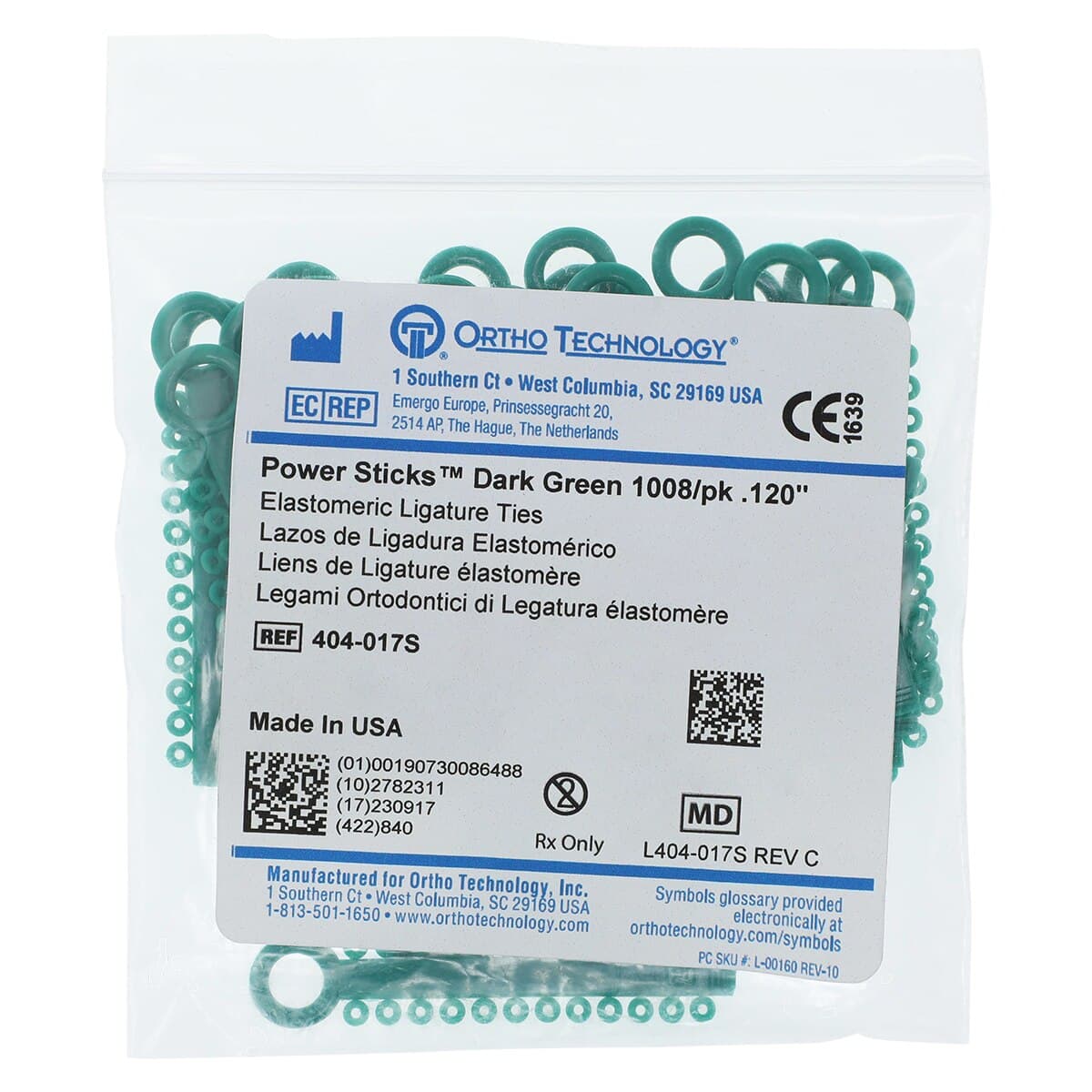 Power Sticks Elastomeric Ligatures, 0.120", Latex-Free, Dark Green, 42/Package, 01KEZKNKNCQX8KYQ64Y6JD5CC6 thumbnail 2