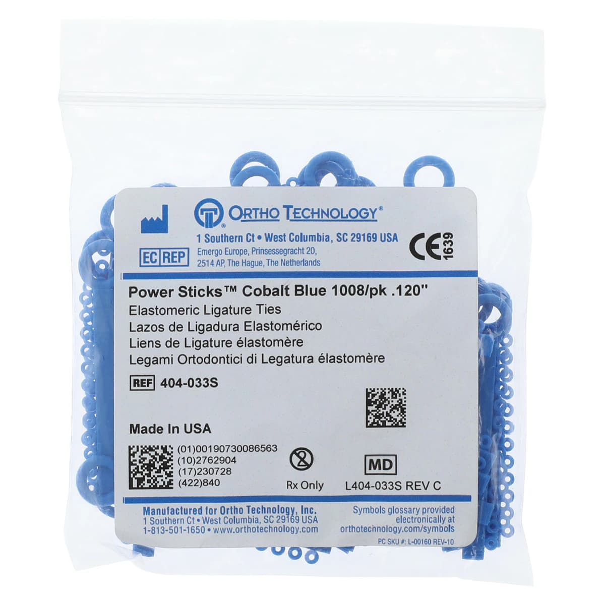 Ortho Technology Power Sticks Elastomeric Ligatures, Cobalt Blue, 0.120", 1008 Ties/Pkg, 404-033S thumbnail 2