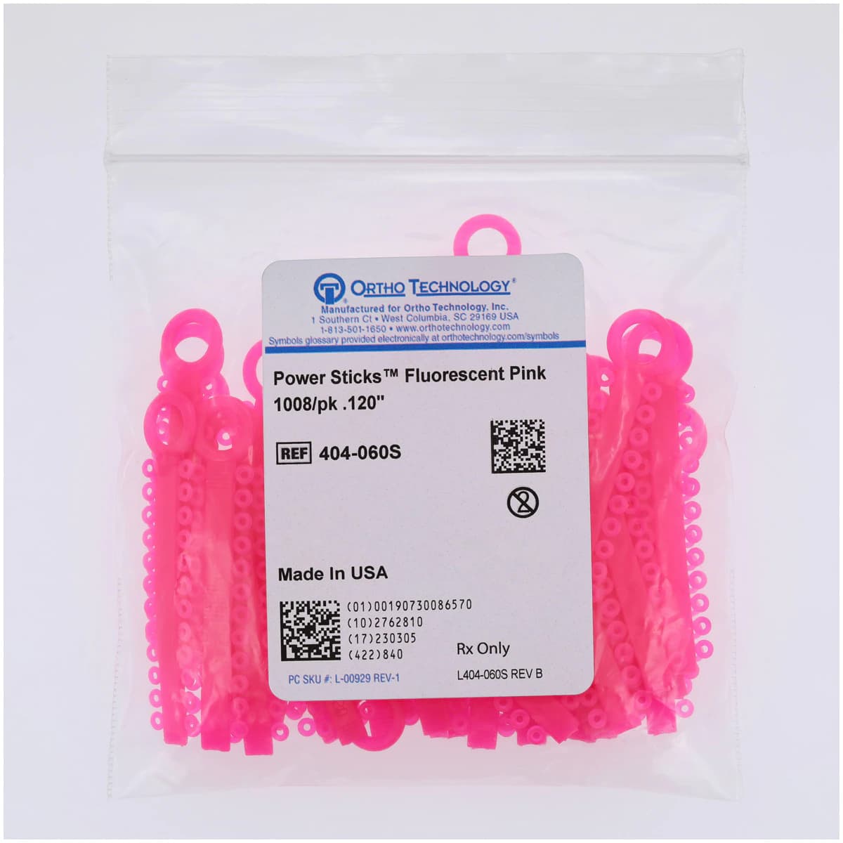 Power Sticks Elastomeric Ligatures, 0.120", Latex-Free, Fluorescent Pink, 42/Package, 01KXNHK93PRQ8XBQFEMZDZS9Y9 thumbnail 2