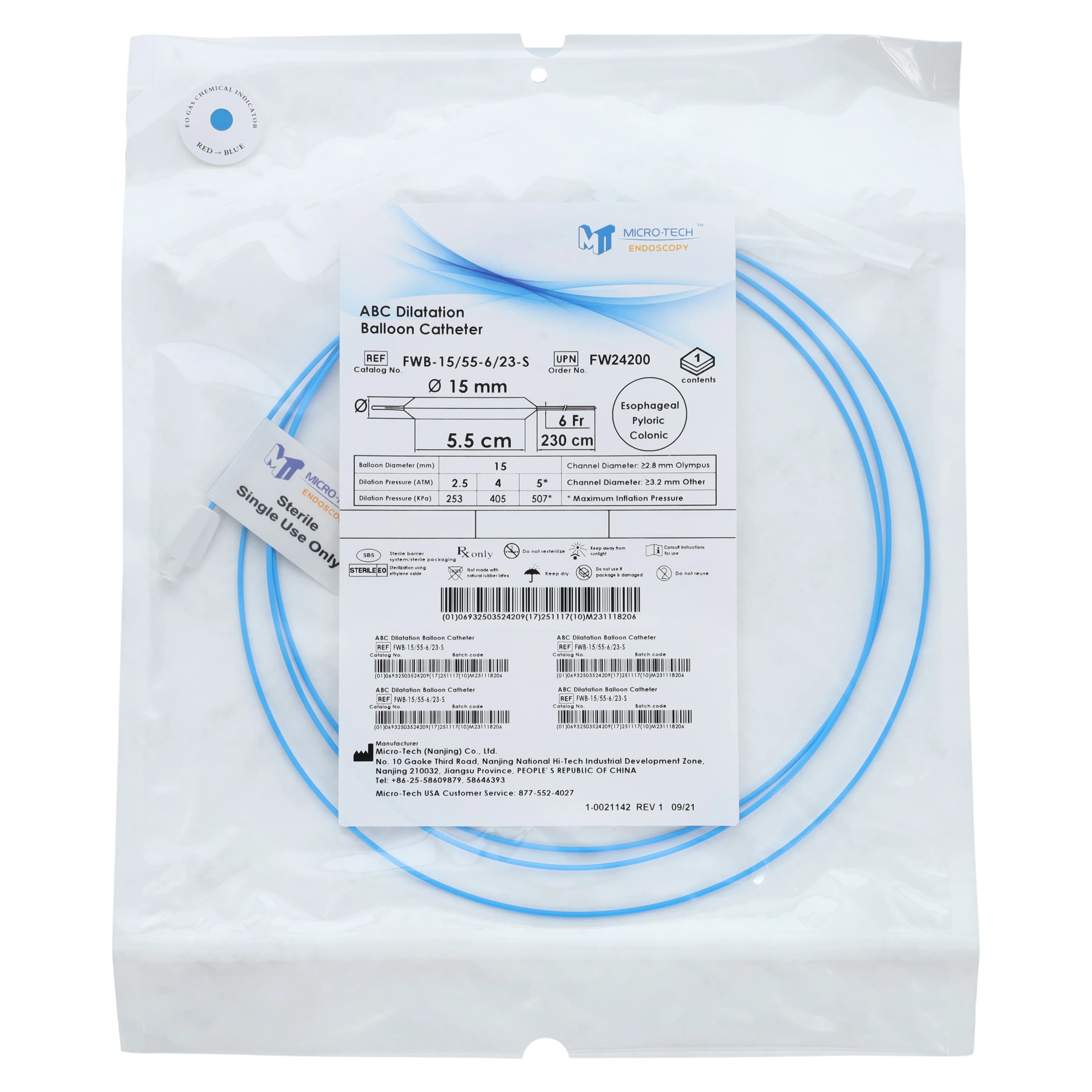 Micro-Tech Endoscopy Single Stage Colon Dilation Balloon, 230cm, 15mm, 2/Box - ABC Colon Dilation Balloon - Image 1