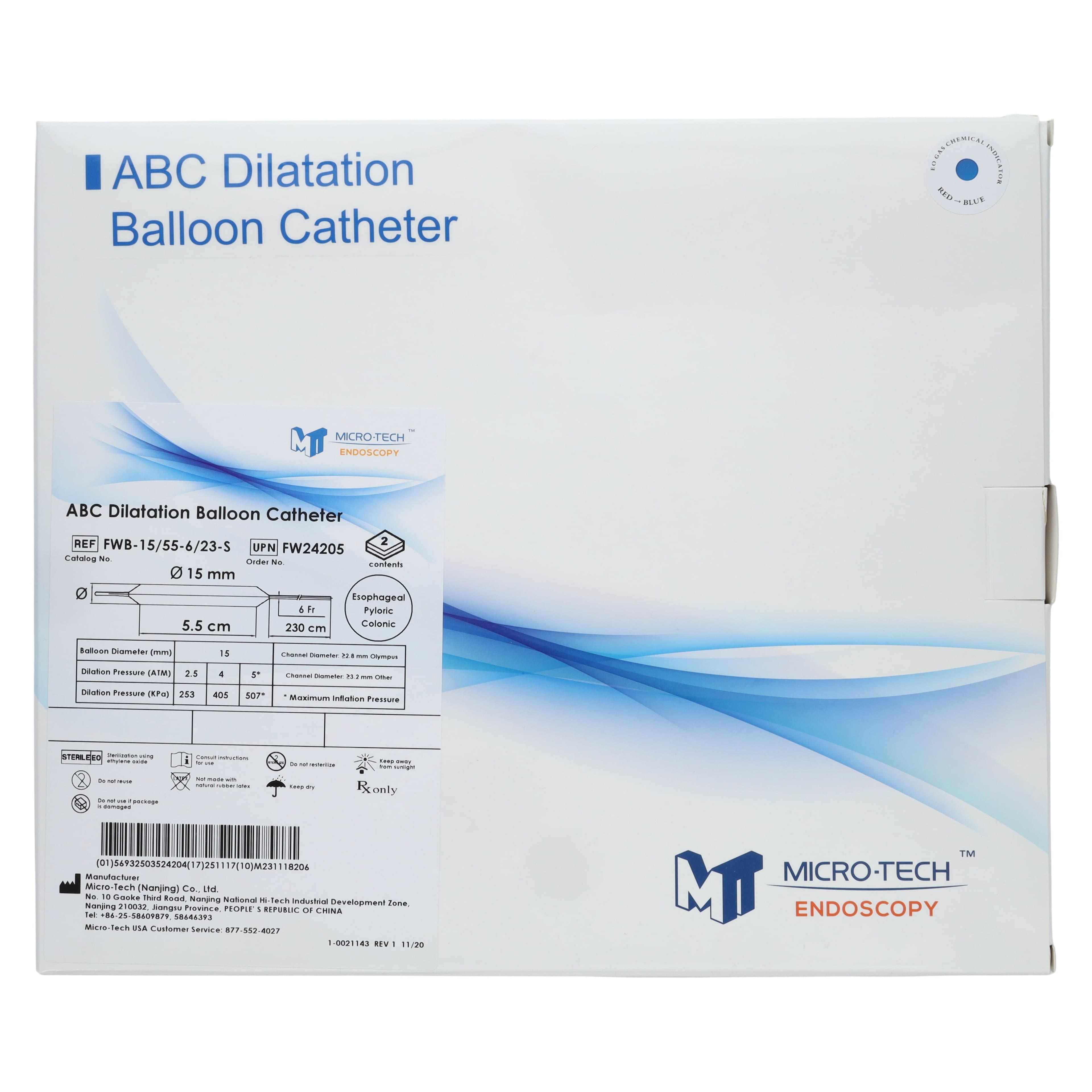 Micro-Tech Endoscopy Single Stage Colon Dilation Balloon, 230cm, 15mm, 2/Box thumbnail 2