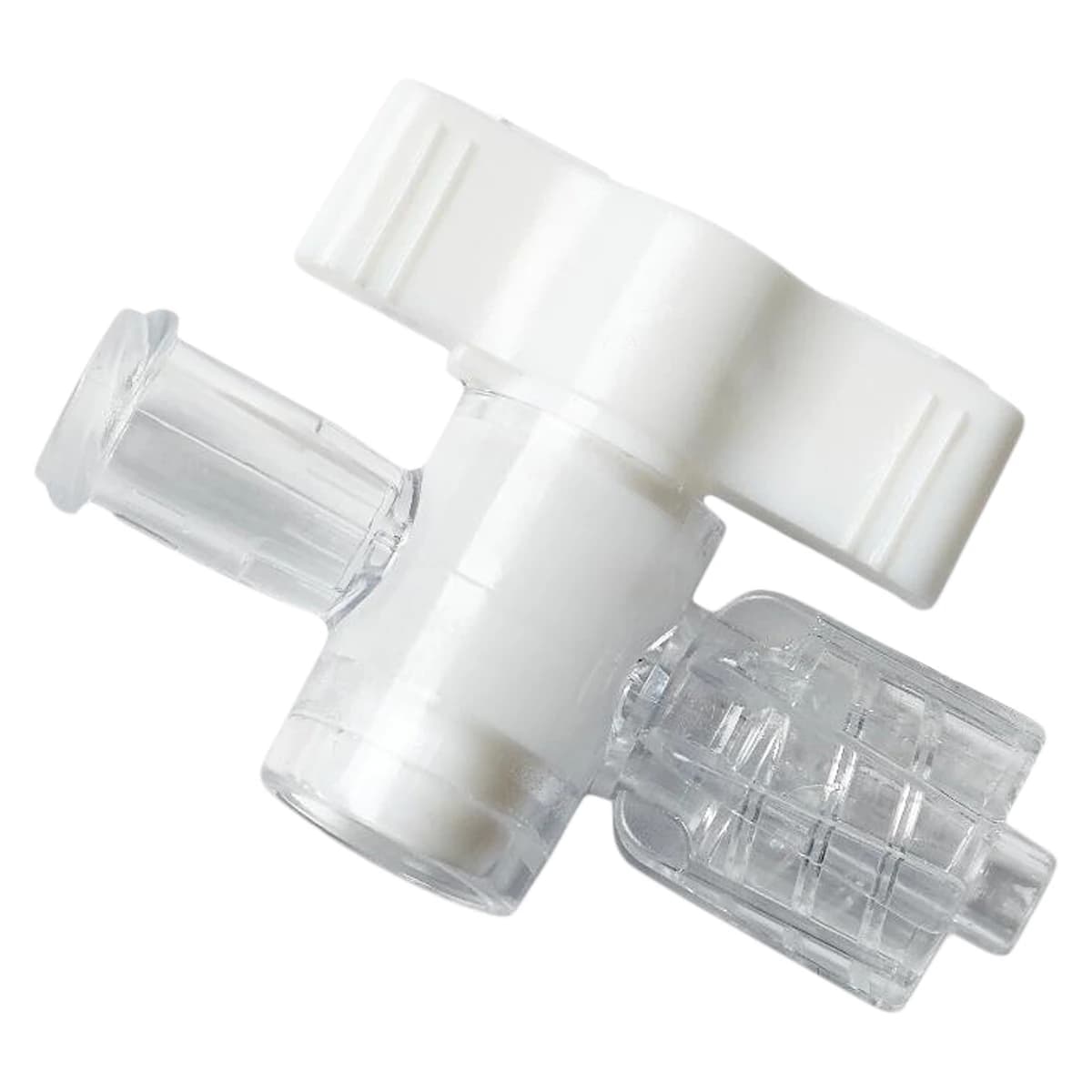 Medline One-Way Stopcock, Male Luer Lock, Clear/White with Female Fitting, 50/Case - Stopcock One-Way Male LL - Image 1