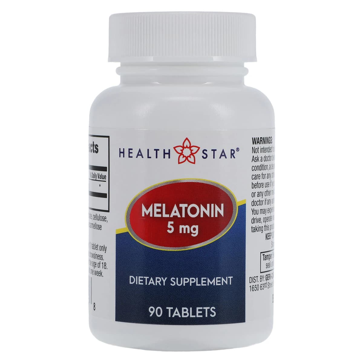 Geri-Care Melatonin Tablets, 5 mg, 90 Count Bottle - Melatonin Tablets - Image 1