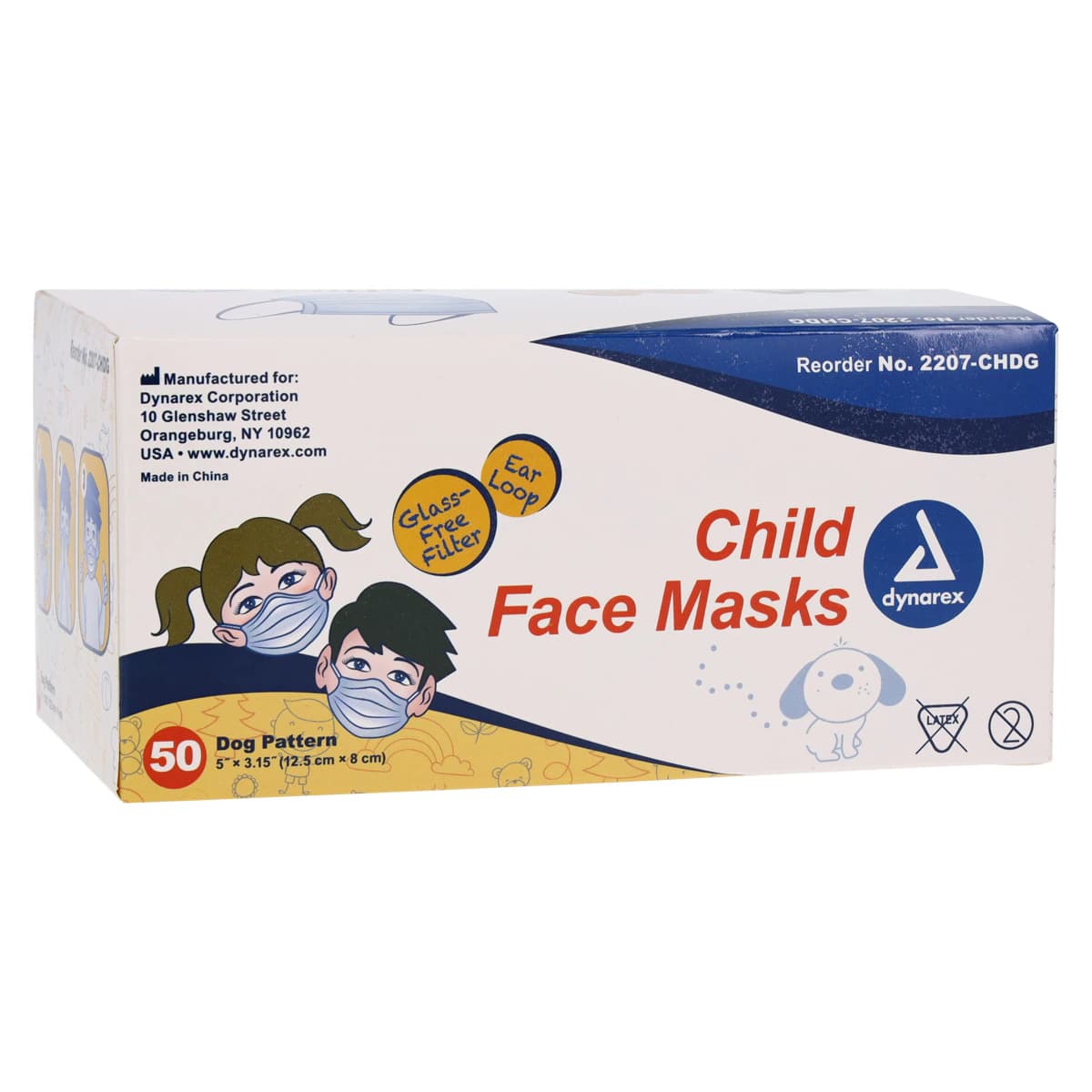 Dynarex Child Disposable Face Mask with Ear Loops, Dog Design, Latex-Free, Pediatric Size, 50/Box thumbnail 4