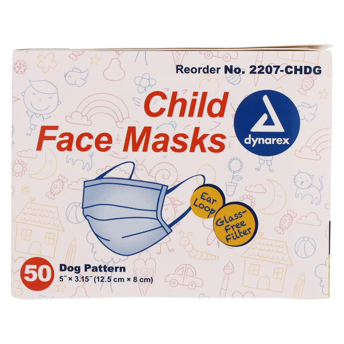 Dynarex Child Disposable Face Mask with Ear Loops, Dog Design, Latex-Free, Pediatric Size, 50/Box thumbnail 7