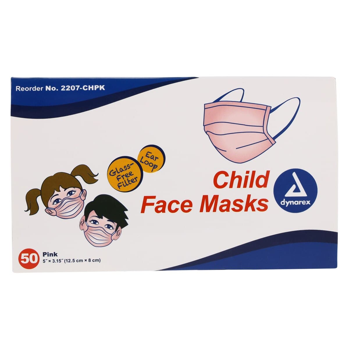 Dynarex Child Face Masks with Ear Loop, Pink, Disposable, Latex Free, 50/Box, L1 thumbnail 9