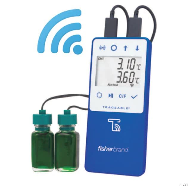 Cole-Parmer TraceableLive Data Logging Thermometer, Wi-Fi, 2 Bottle Probes, -50 to +60°C, 01KT0J071H4S7594XB1BN4S0J3 - Thermometer Datalogger Wi-Fi - Image 1