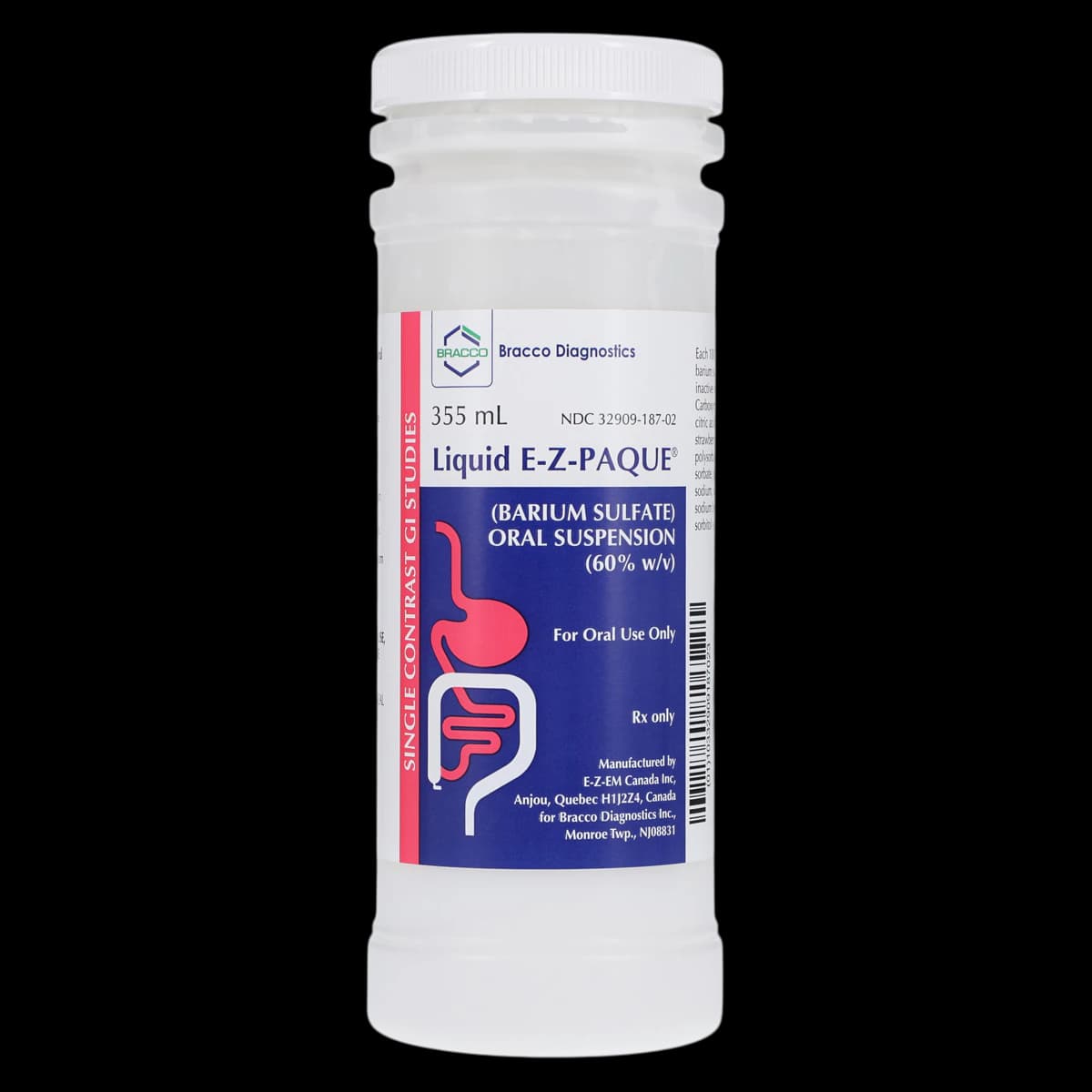E-Z-Paque Oral Suspension 60% Strawberry Flavor, 355 mL Bottle, 12/Package - E-Z Paque Liquid w/o Straws - Image 1