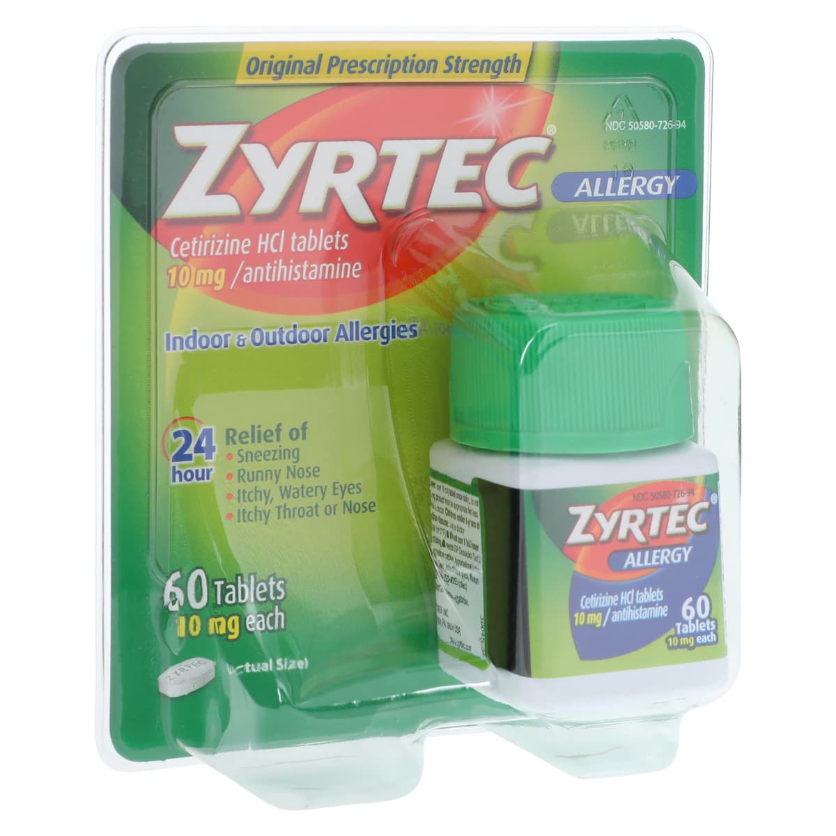 Zyrtec OTC Antihistamine Tablets, 10 mg, 60 Count Bottle - Zyrtec OTC Tablets - Image 1
