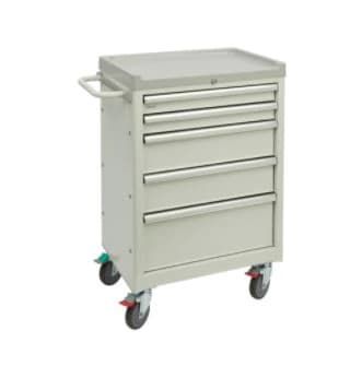 Brewer Mobile Cart with All-Lock Casters, 5 Drawers, 40" H x 27" W x 18" D, Workable Surface Top 24" x 14.5" - Cart Mobile Brewer - Image 1
