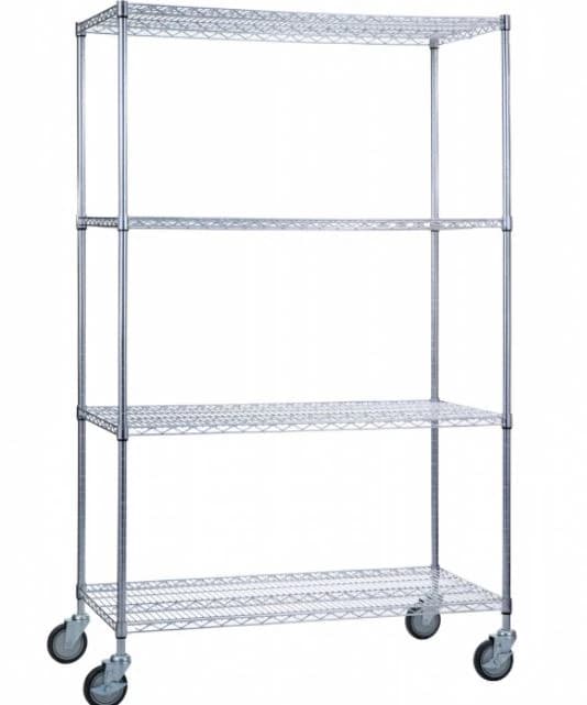R&B Wire Products Linen Cart with Wire Shelves, 18x36x72", 4 Swivel Casters (2 Locking) - Linen Cart w/ Wire Shelves - Image 1