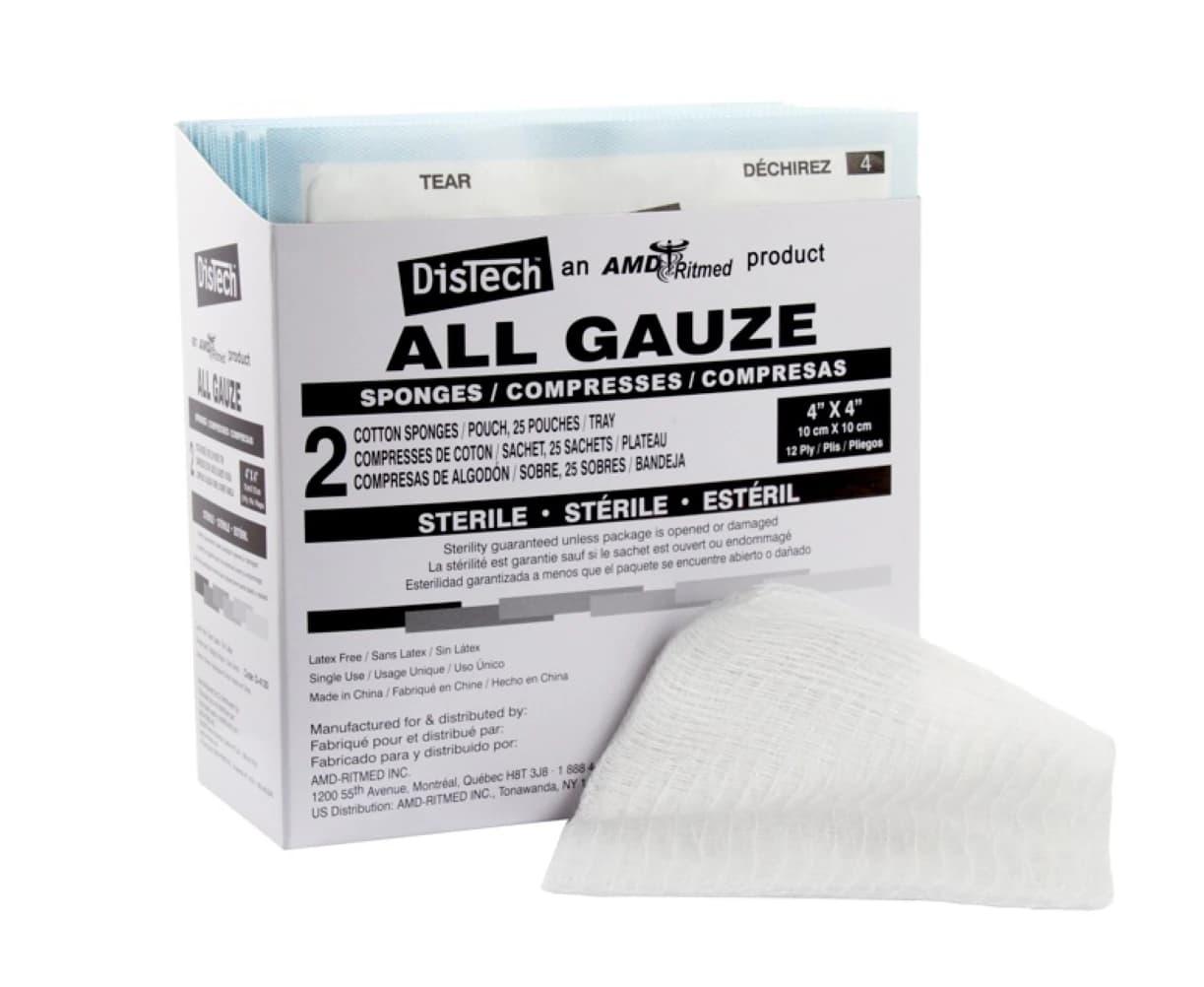 Medicom All-Gauze 100% Cotton Gauze Sponge, 4x4", 12 Ply, Non-Sterile, Latex-Free - All Gauze Sponge NS 12Ply - Image 1