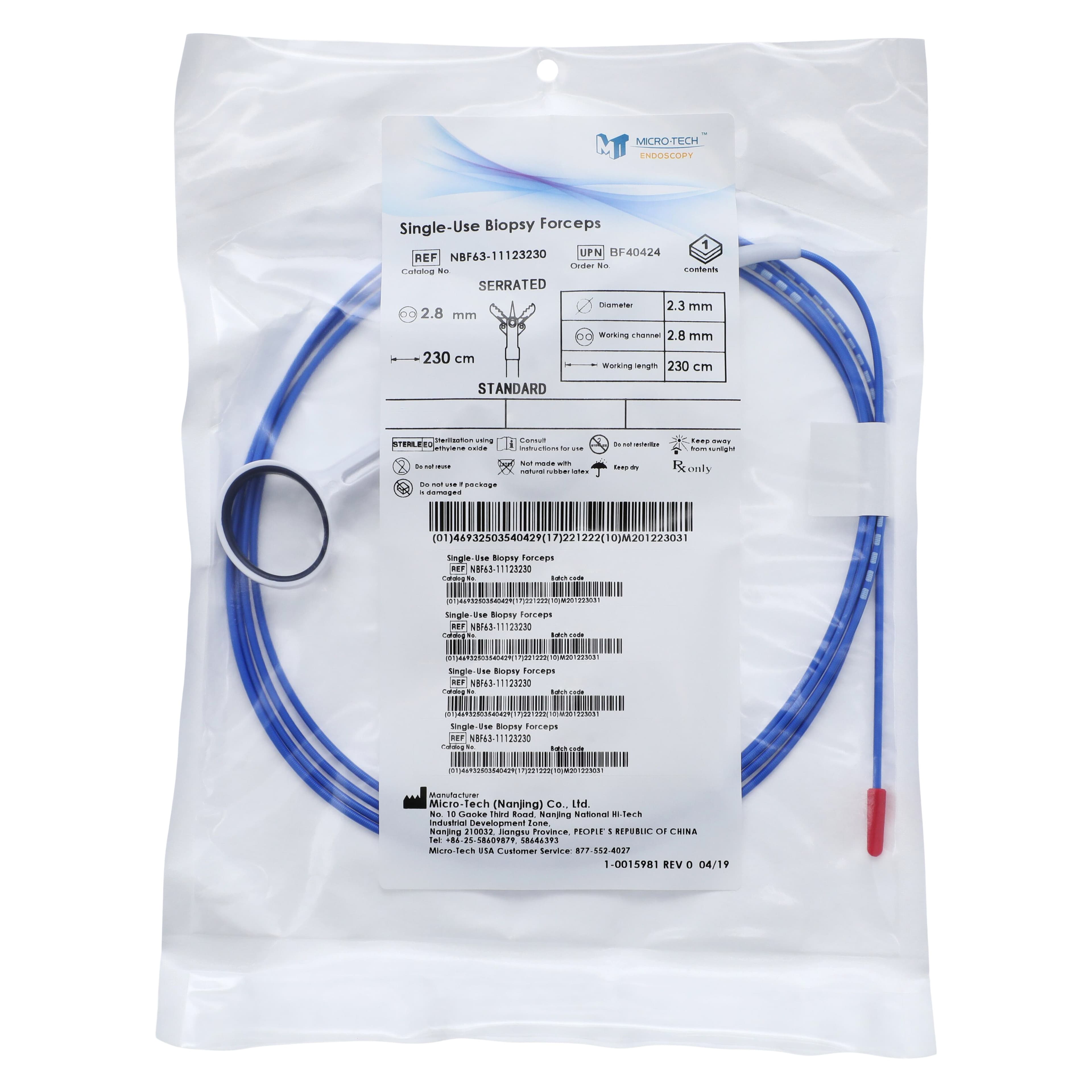 Micro-Tech Endoscopy Biopsy Forceps, 2.8mm, Serrated, Blue, 200/Case thumbnail 3