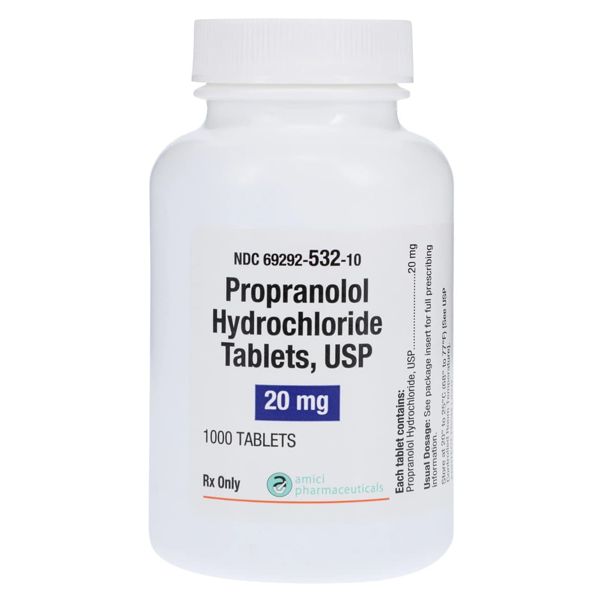 Propranolol HCl Tablets, 20mg, 1000/Bottle - Propranolol HCl Tablets - Image 1