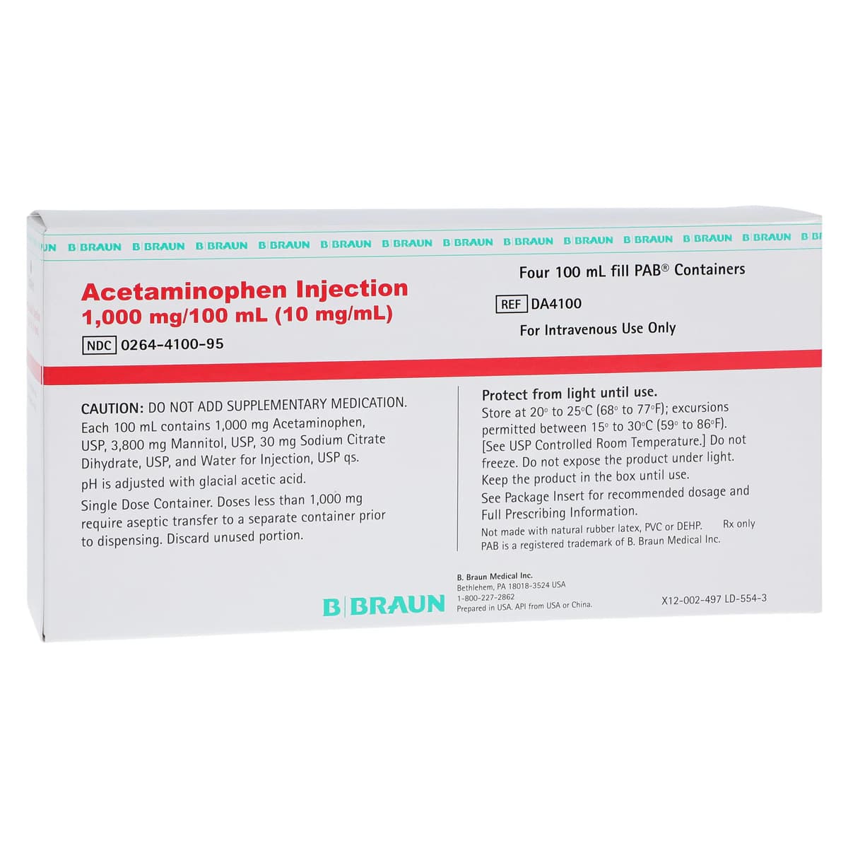 B. Braun Acetaminophen Injection 10 mg/mL, 100 mL IV Bag, 24/Case thumbnail 2