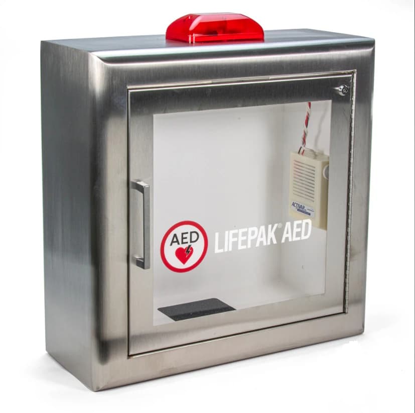 Physio-Control AED Wall Cabinet with Alarm and Strobe, Stainless Steel - Cabinet AED Wall w/ Alarm/Strb - Image 1