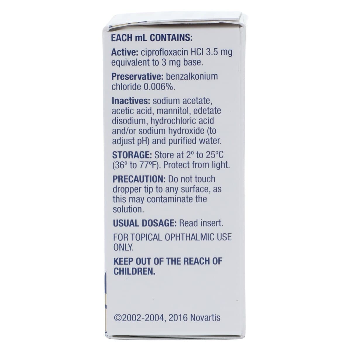Ciprofloxacin HCl Ophthalmic Solution 0.30%, 5mL Bottle, Sandoz thumbnail 4