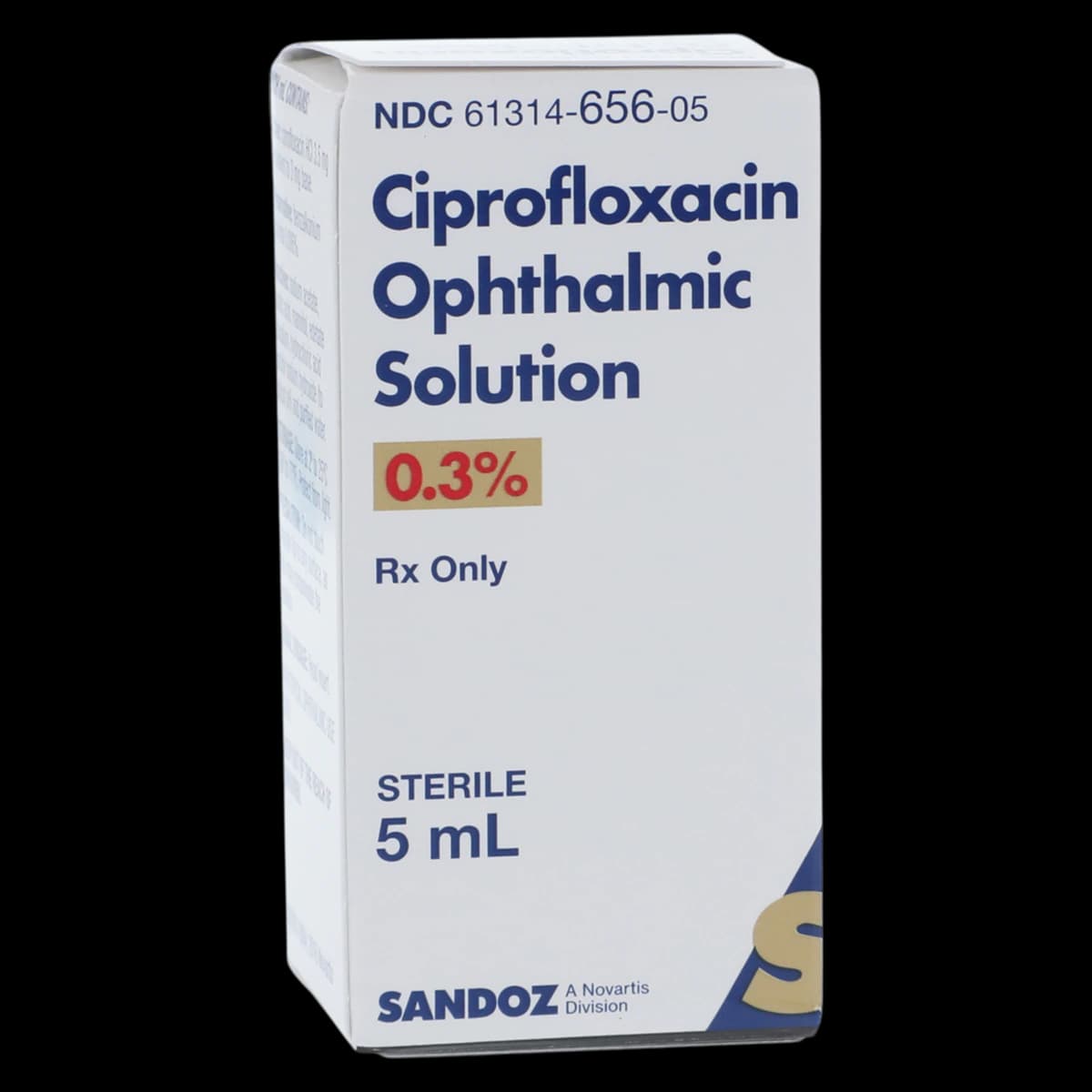 Ciprofloxacin HCl Ophthalmic Solution 0.30%, 5mL Bottle, Sandoz - Ciprofloxacin HCl Oph Solu 5mL - Image 1