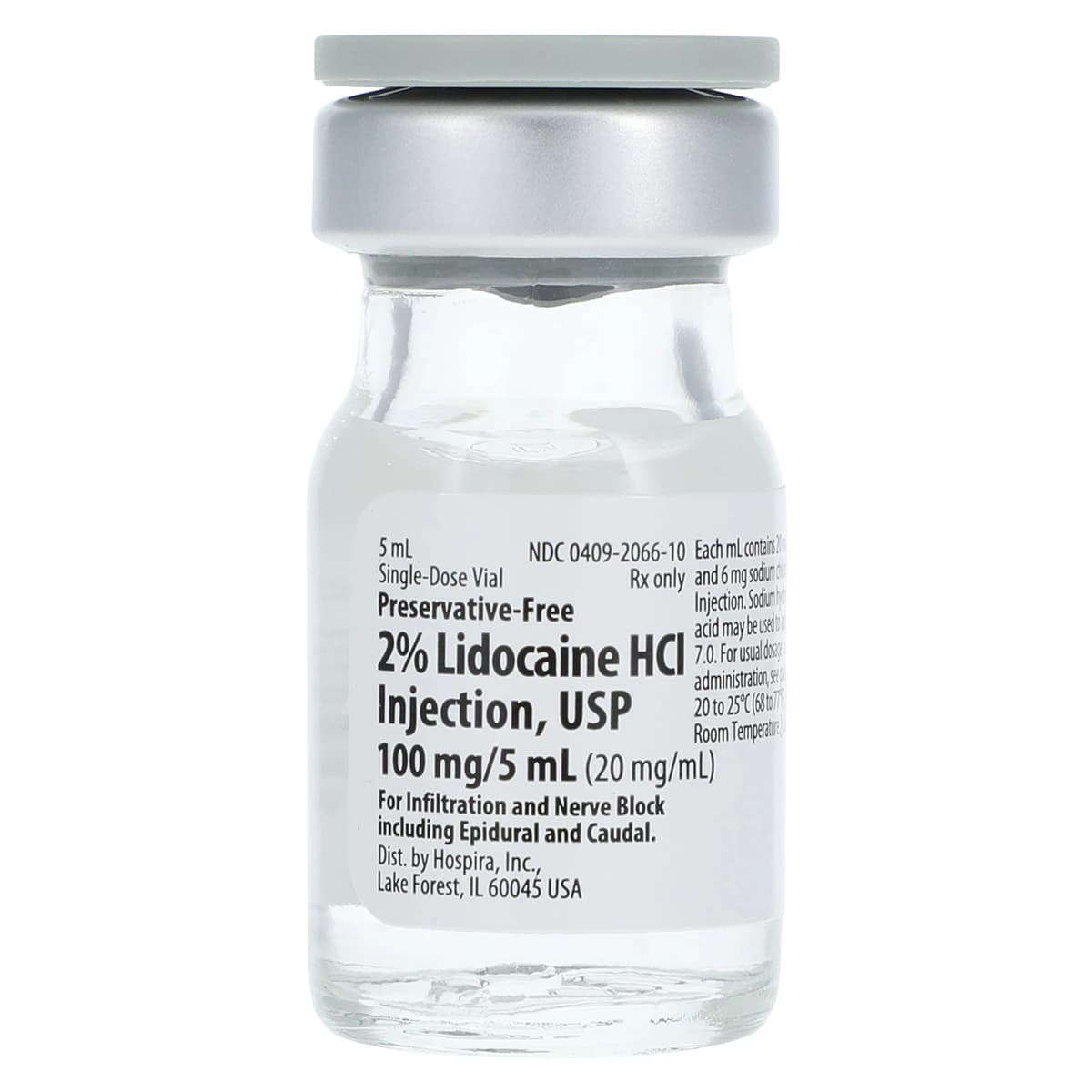 Lidocaine HCl Injection 2% Preservative Free SDV 5mL, 10/Package thumbnail 3