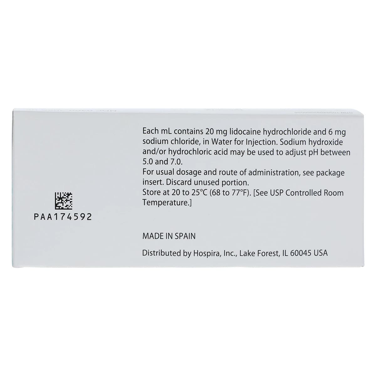 Lidocaine HCl Injection 2% Preservative Free SDV 5mL, 10/Package thumbnail 5