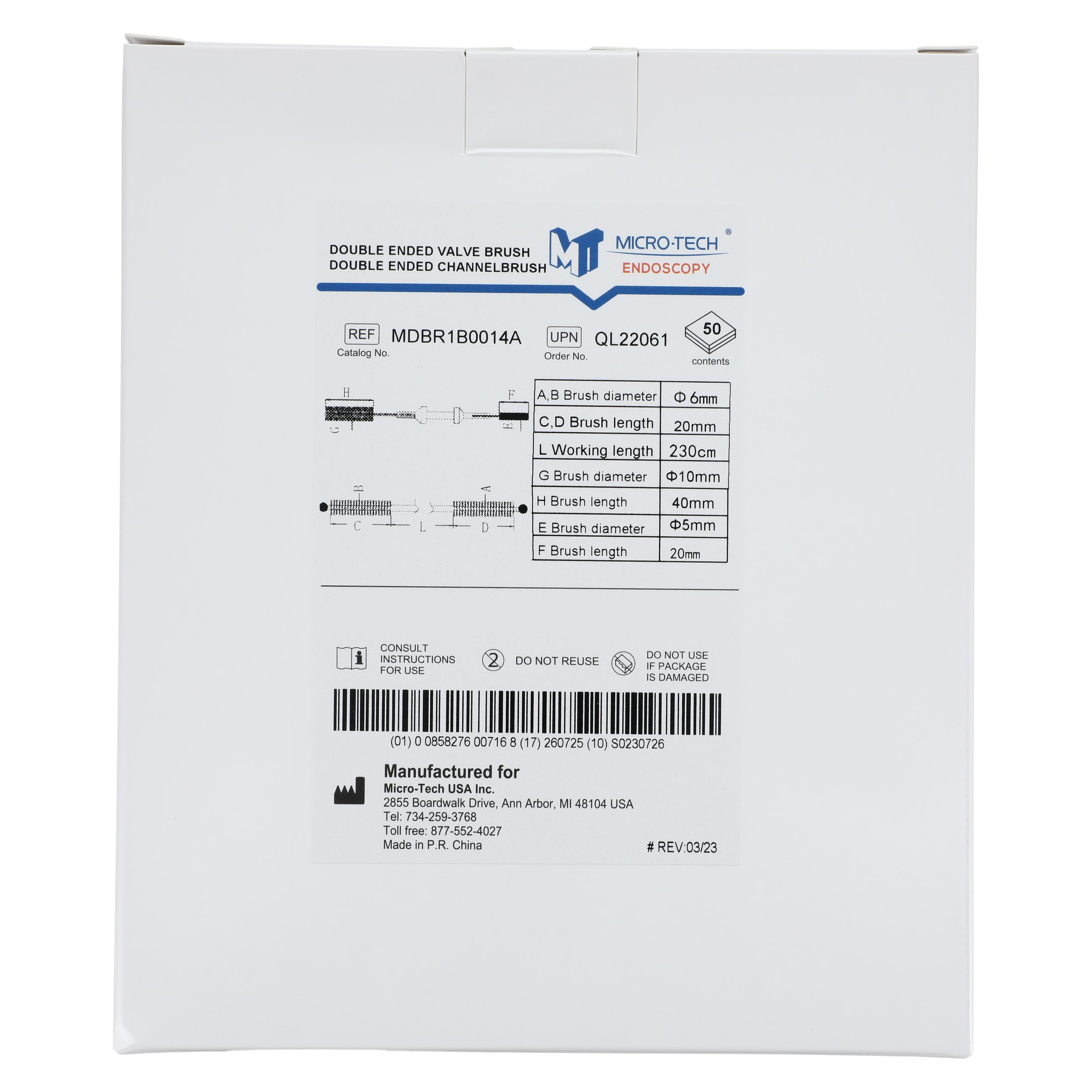 Micro-Tech Endoscopy Double Channel & Valve Brush, Single-Use, 500/Case thumbnail 4