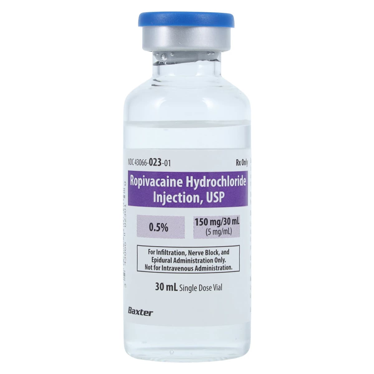 Ropivacaine HCl Injection 0.5% (5 mg/mL), Preservative-Free, Single-Dose Vial, 30 mL, 10/Package thumbnail 3