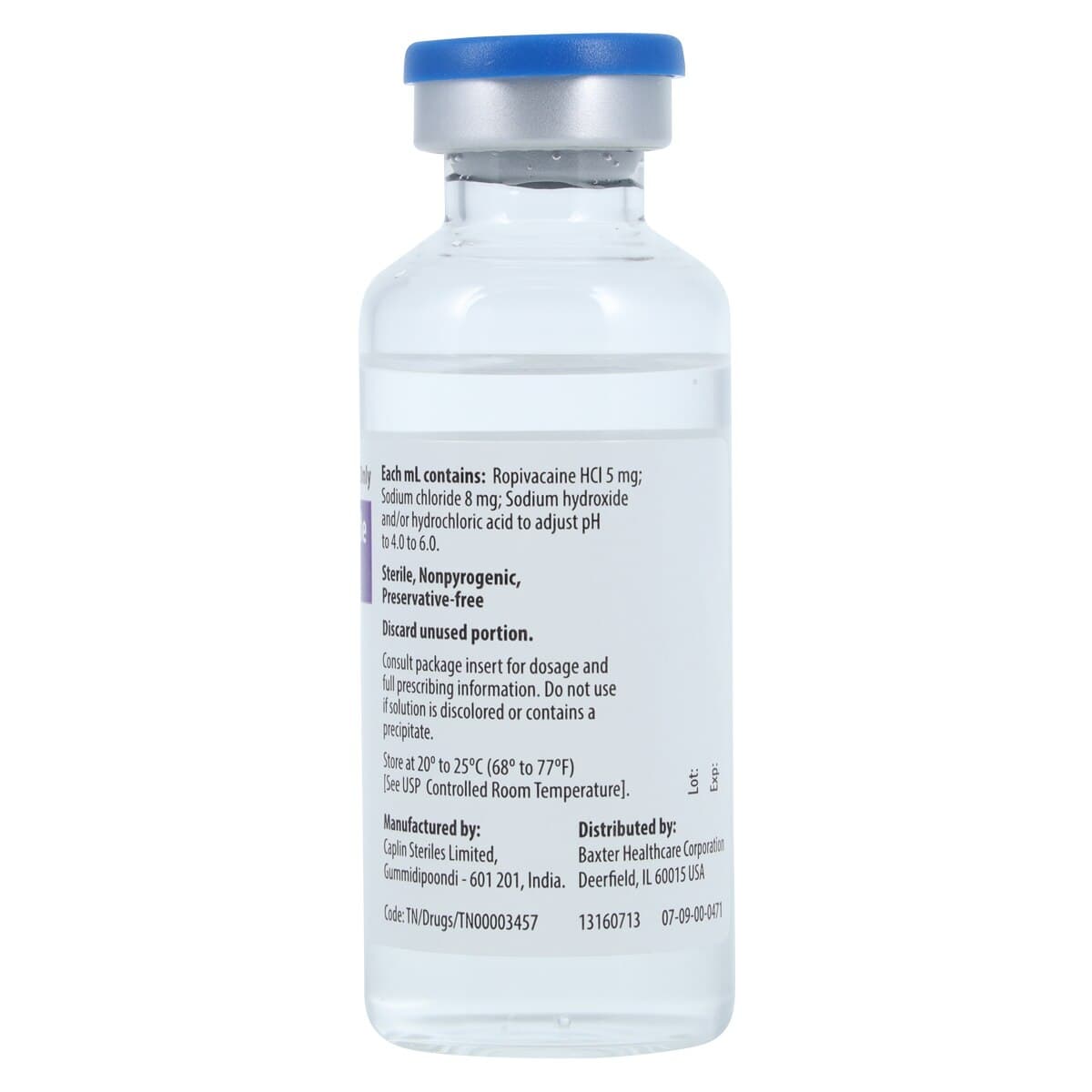 Ropivacaine HCl Injection 0.5% (5 mg/mL), Preservative-Free, Single-Dose Vial, 30 mL, 10/Package thumbnail 4