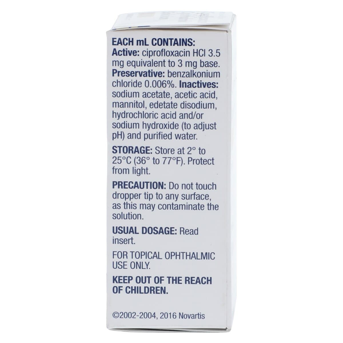Ciprofloxacin HCl Ophthalmic Solution 0.30%, 10mL Bottle, Sandoz thumbnail 4