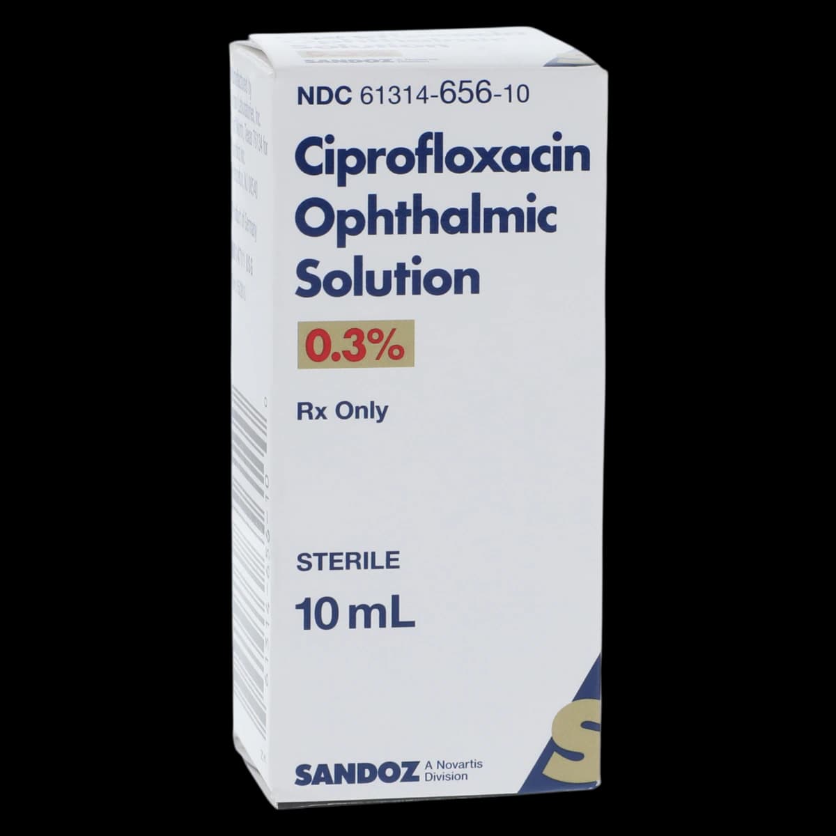 Ciprofloxacin HCl Ophthalmic Solution 0.30%, 10mL Bottle, Sandoz - Ciprofloxacin HCl Oph Sol 10mL - Image 1