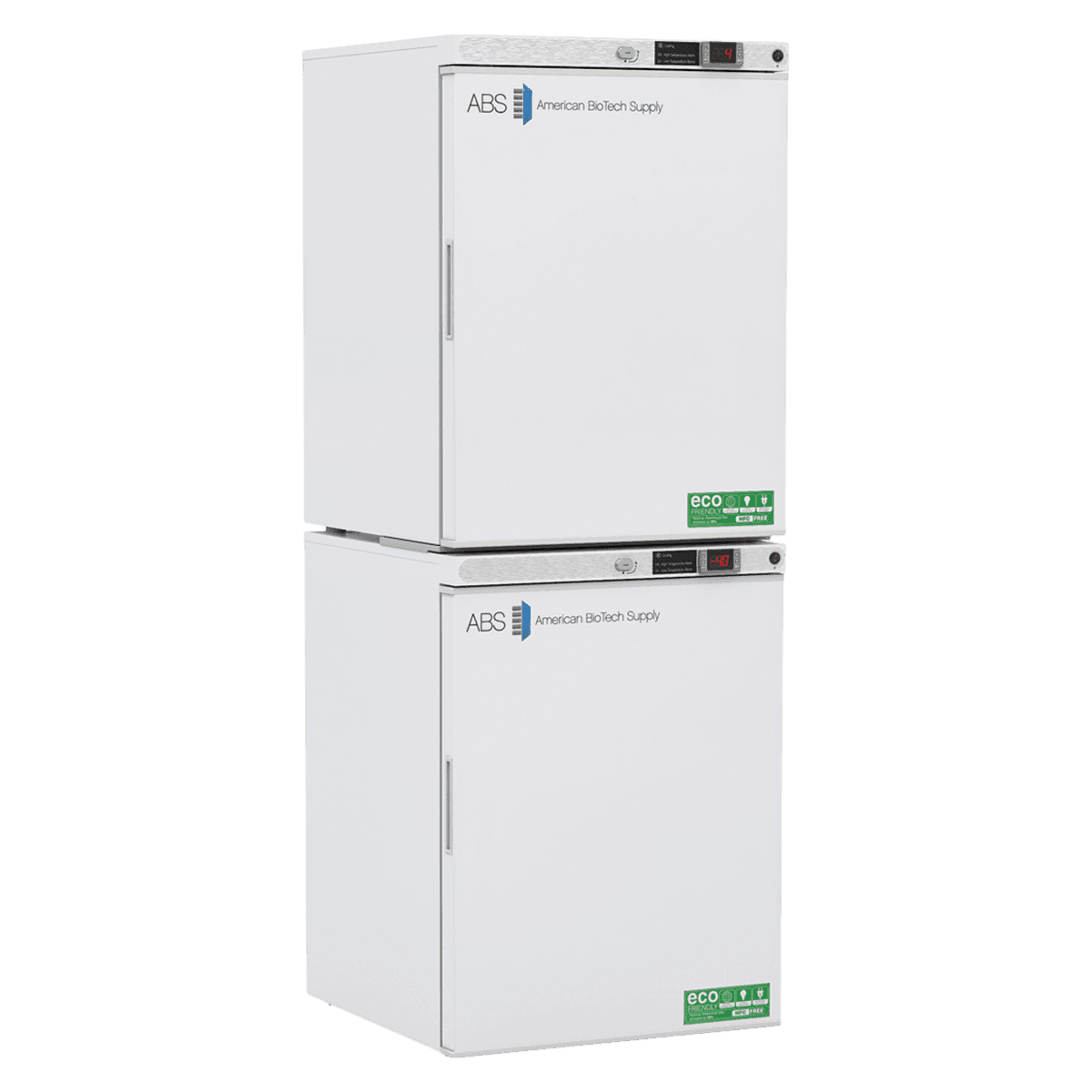 American Biotech Supply Laboratory Refrigerator/Freezer Combo, 10 Cu Ft, 2 Solid Doors, Right Hinge, 1 to 10°C / -15 to -25°C - Fridge 5.2cf/Frz 4cf Combo -40 - Image 1