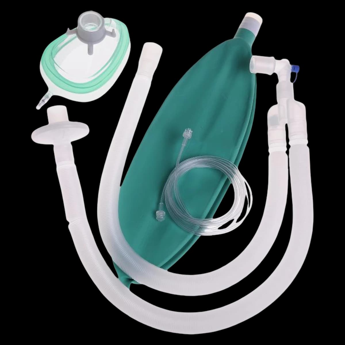 Medline Anesthesia Circuit, Adult, 90" Expiratory Limb, 1 Breathing Bag Valve (BV) Filter, 3L Bag, Gas Sampling Line, Mask, Tail Valve, 20/Case - Circuit Exp 90" Adult 1BV 3L - Image 1