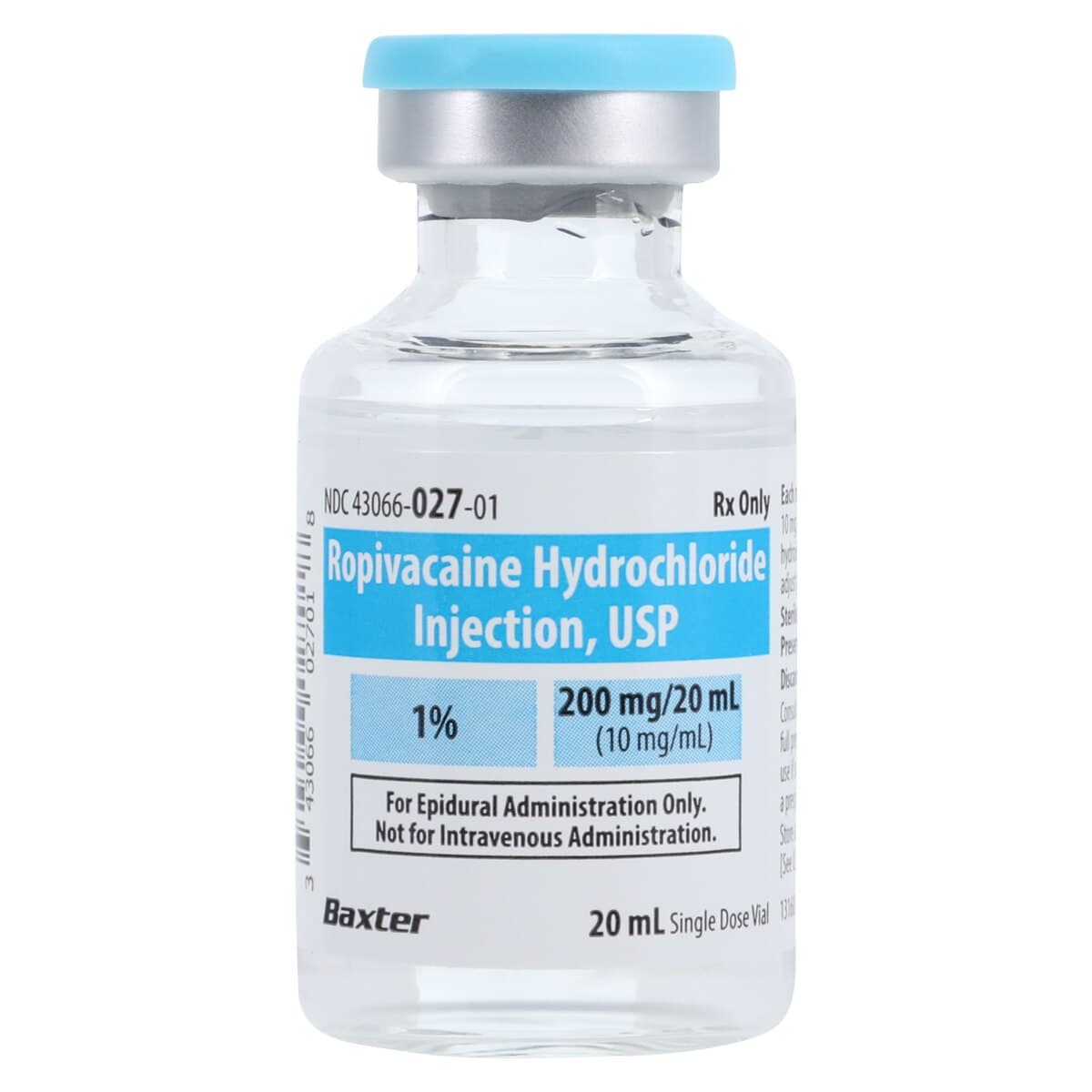 Ropivacaine HCl Injection 1% (10 mg/mL), Preservative-Free, Single-Dose Vial, 20 mL, 10/Package thumbnail 3