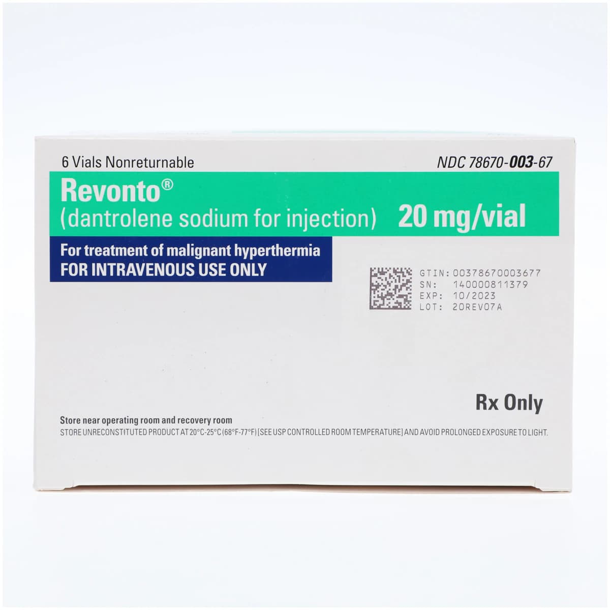 Revonto (Dantrolene) Injection 20mg Vial, 60mL, 6/Package thumbnail 2