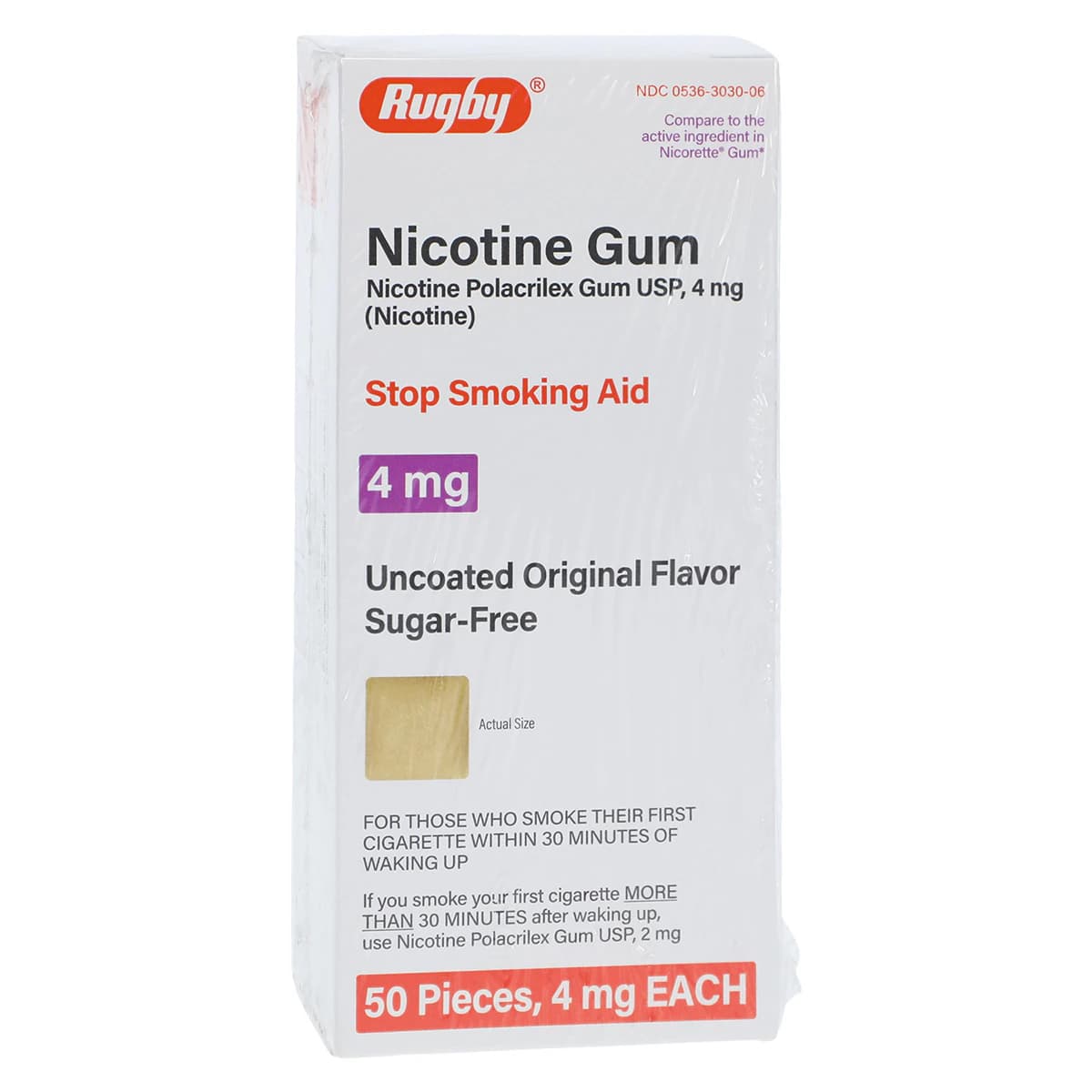 Nicotine Polacrilex Gum 4mg Original Flavor, Smoking Cessation, Blister Pack, 50/Bx - Nicotine Polacrilex Gum - Image 1