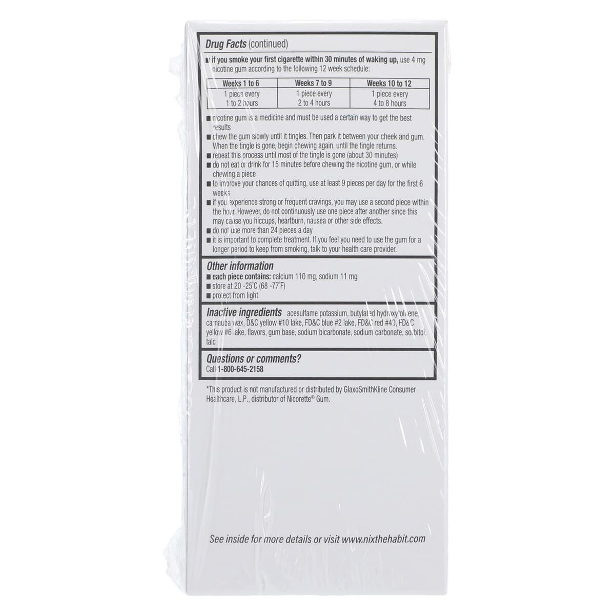 Nicotine Polacrilex Gum 4mg Original Flavor, Smoking Cessation, Blister Pack, 50/Bx thumbnail 2